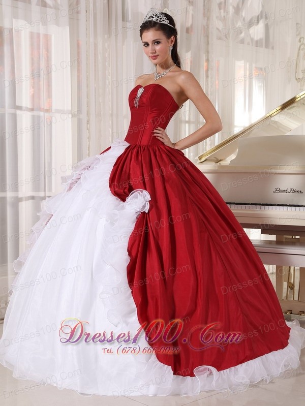 Beautiful Wine Red and White Quinceanera Gowns 2013