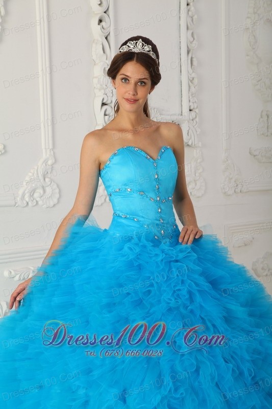 Blue Lovely Sweetheart Ball Gown Dress for Quince