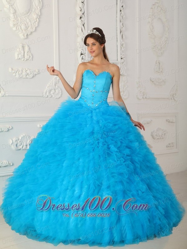 Blue Lovely Sweetheart Ball Gown Dress for Quince