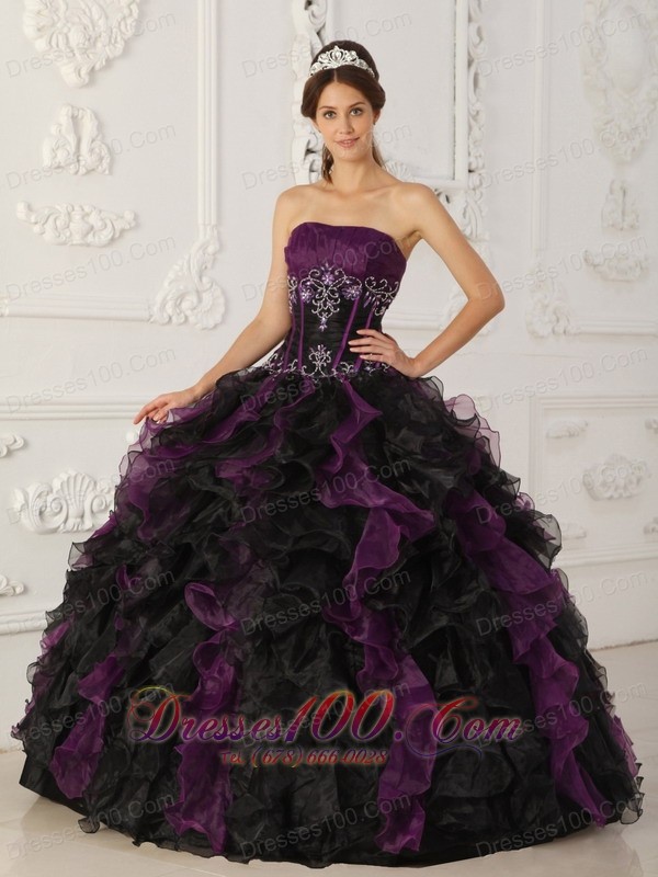 Strapless Taffeta Latest Quinceanera Dress Organza Beading