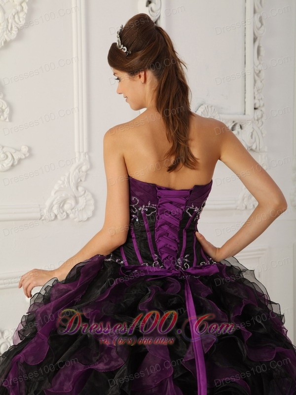 Strapless Taffeta Latest Quinceanera Dress Organza Beading