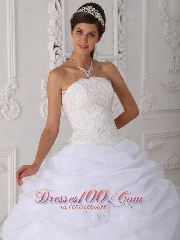 Princess White Quinceanera Dress Strapless Ball Gown