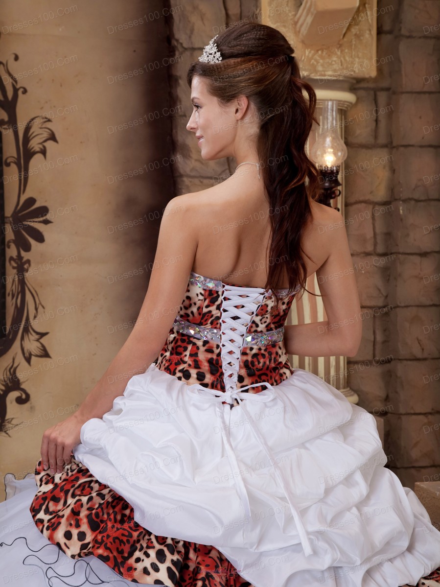 Leopard Print Beading Sweetheart Sweet 16 Dresses