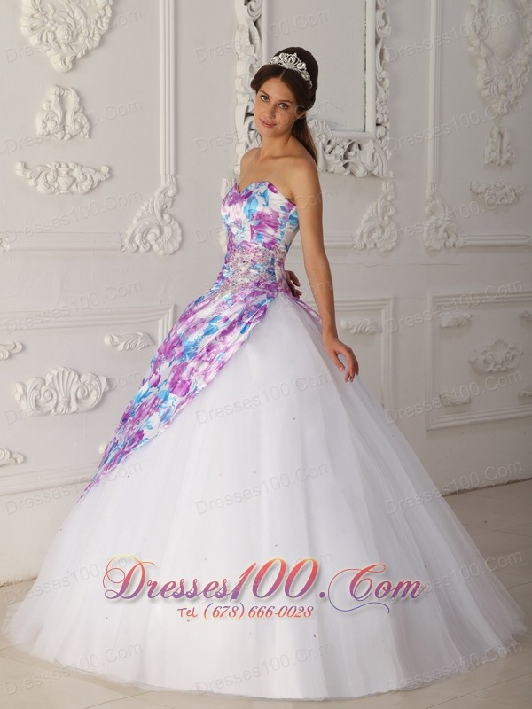 2013 Multi-color A-line Flower Print Quinceaneras Dress