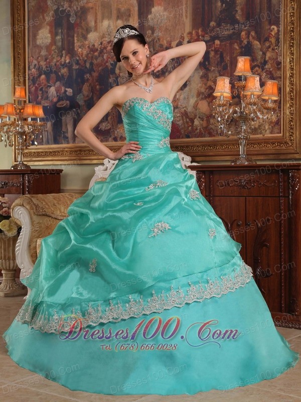 2012 Turquoise Quinceanera Dress STrapless Pick-ups