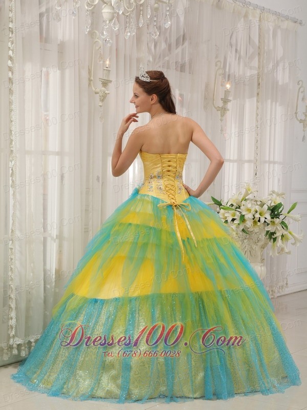 New Quinceanera Dress Strapless Tulle Beading Ruch