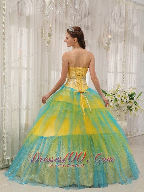 New Quinceanera Dress Strapless Tulle Beading Ruch