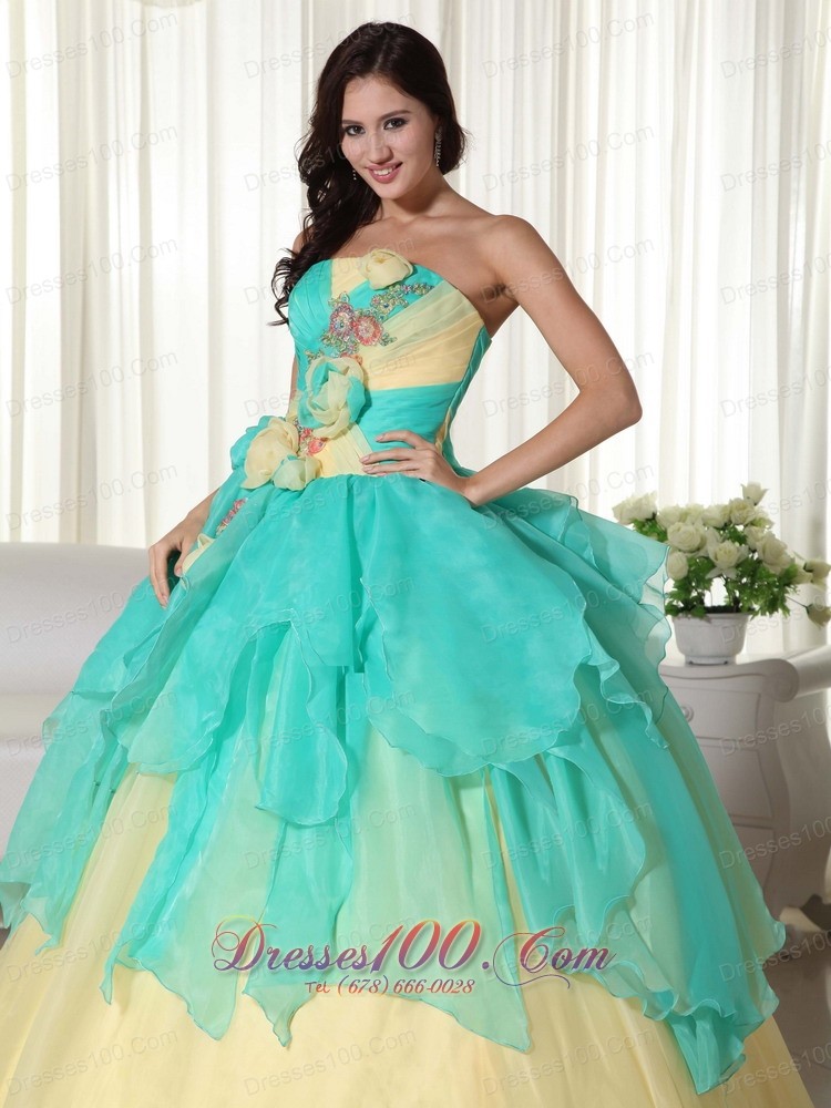 Ball Gown Strapless Organza Beading Quinceanera Dress