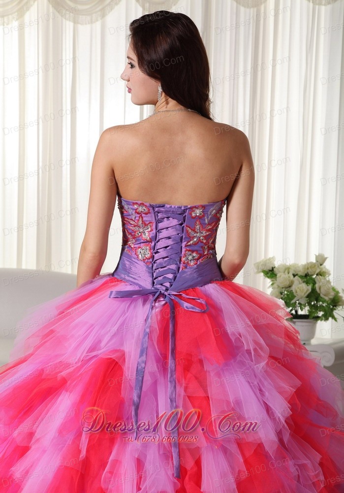 Ball Gown Strapless Trendy Tulle Appliques Quinceanera Dress