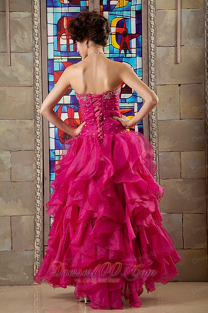 Pink A-line Sweetheart Organza Beading Quinceanea Dress