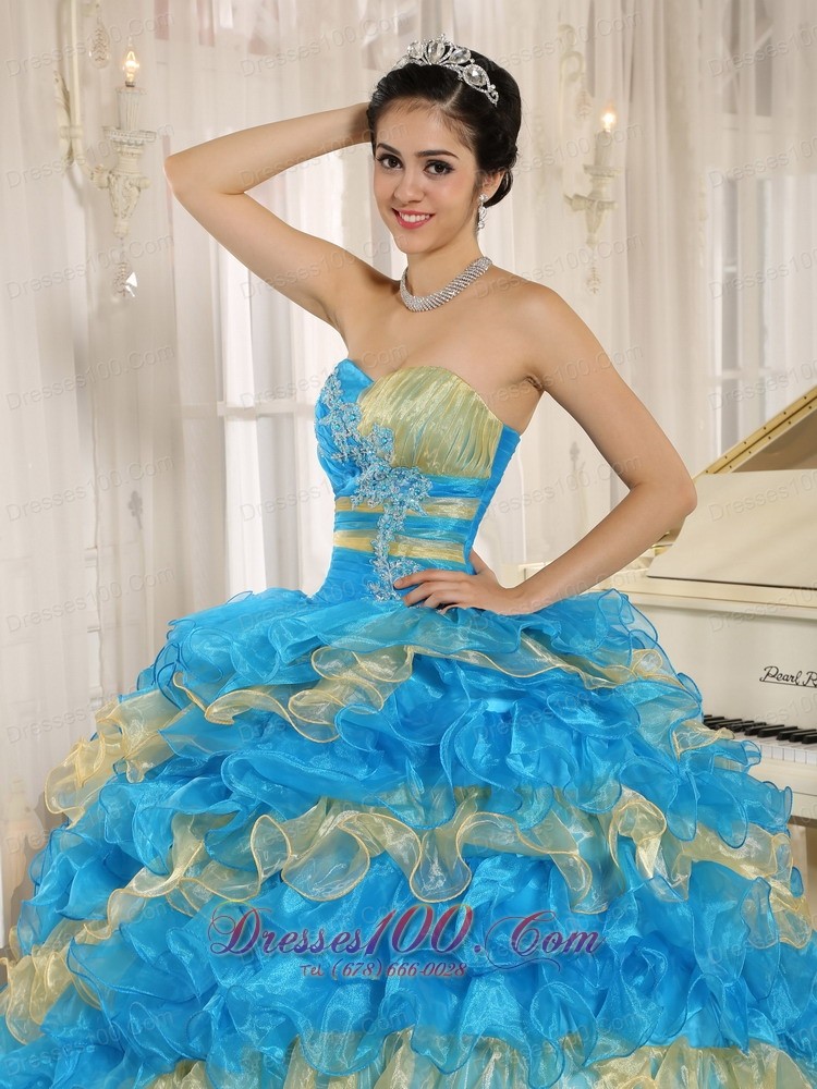 Stylish Multi-color Quinceanera Dress Ruffles Appliques