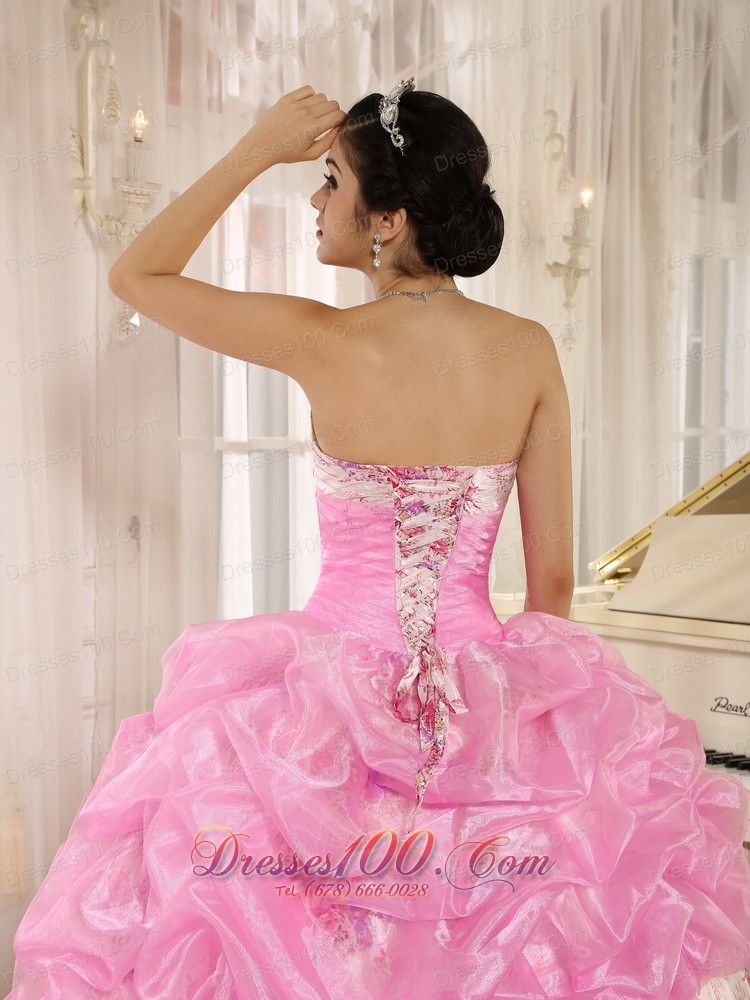 Sweetheart Sexy Pick-ups Rose Pink Quinceanera Dress Custom