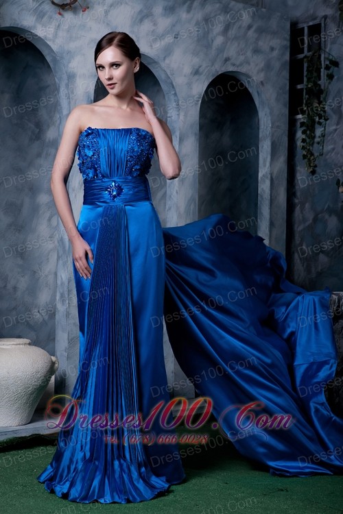 Watteau Train Royal Prom Dress Appliques Beading