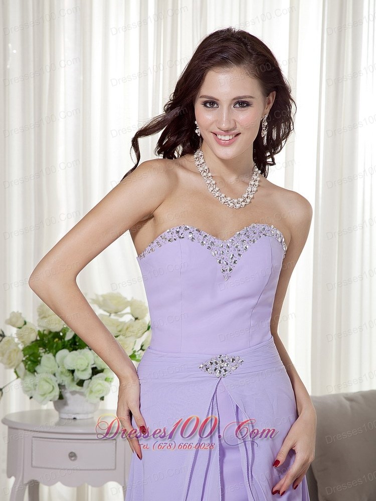 Layered Chiffon High Low Brush Prom Dress Lilac