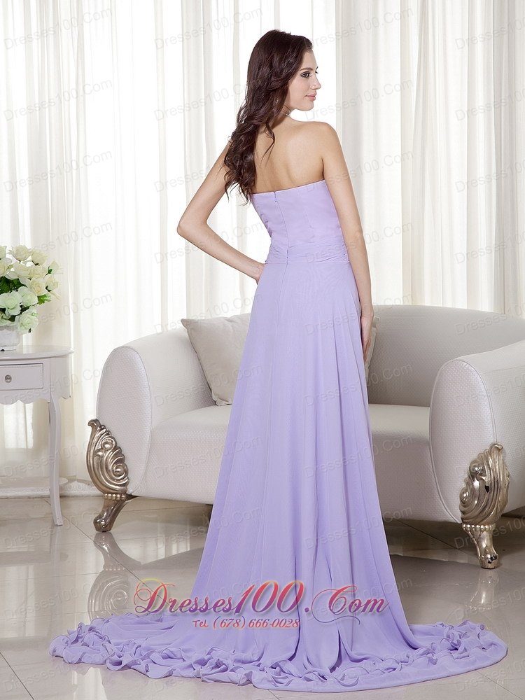 Layered Chiffon High Low Brush Prom Dress Lilac