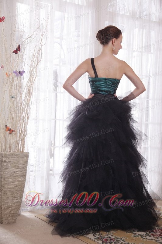 Ruffled Layers One Shoulder Tulle Brush Celebrity Dress