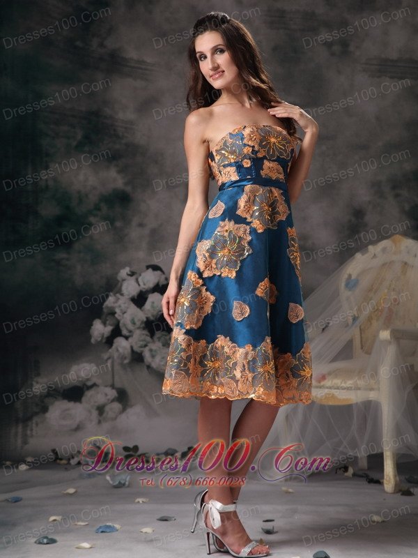 Colorful Appliques Knee-length Mother Of Bride Dress