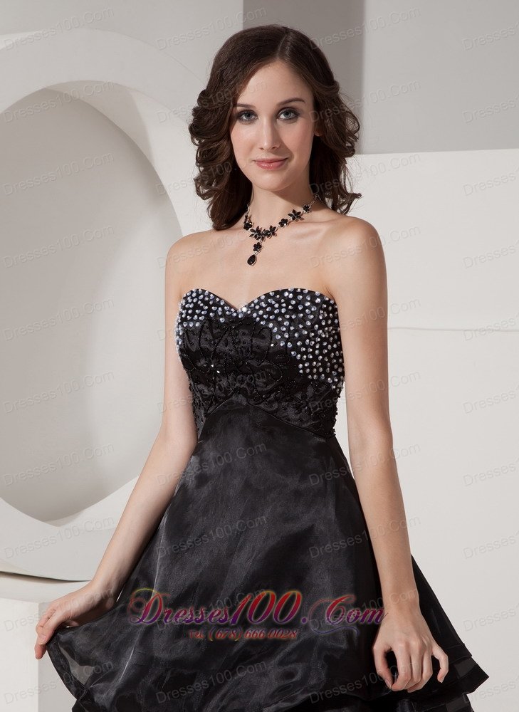 Mini Princess Little Black Dress with Beads Sweetheart