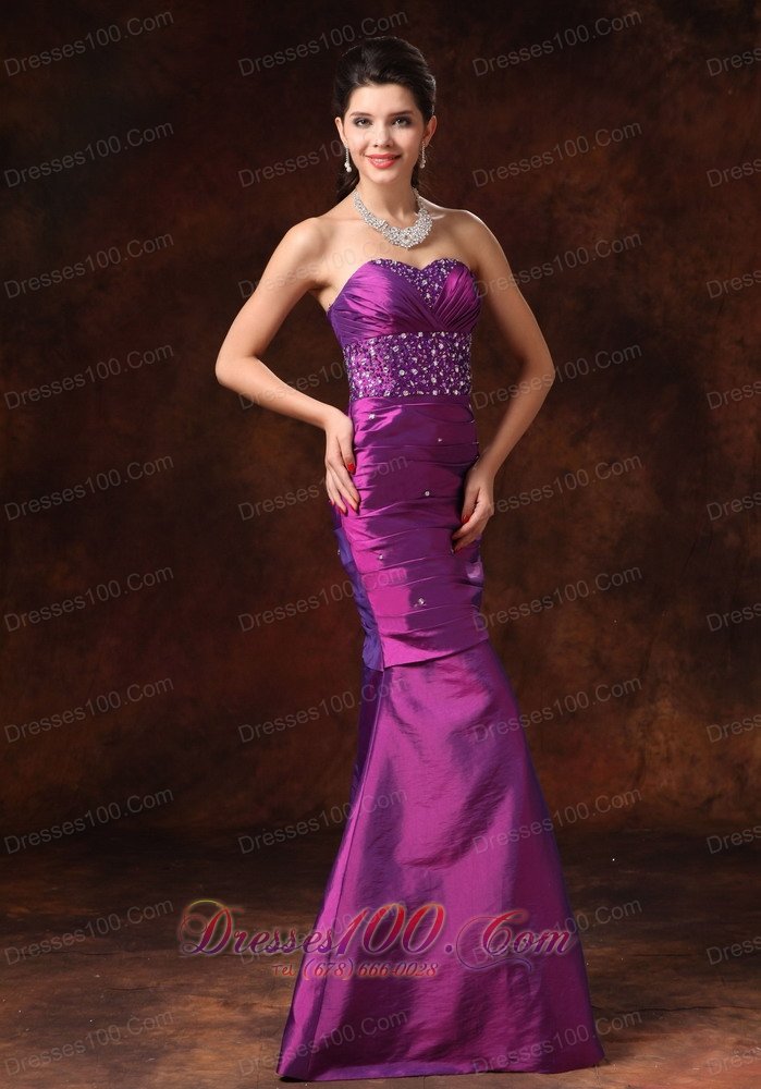 Purple Mermaid Beaded Formal Evening Prom Gowns