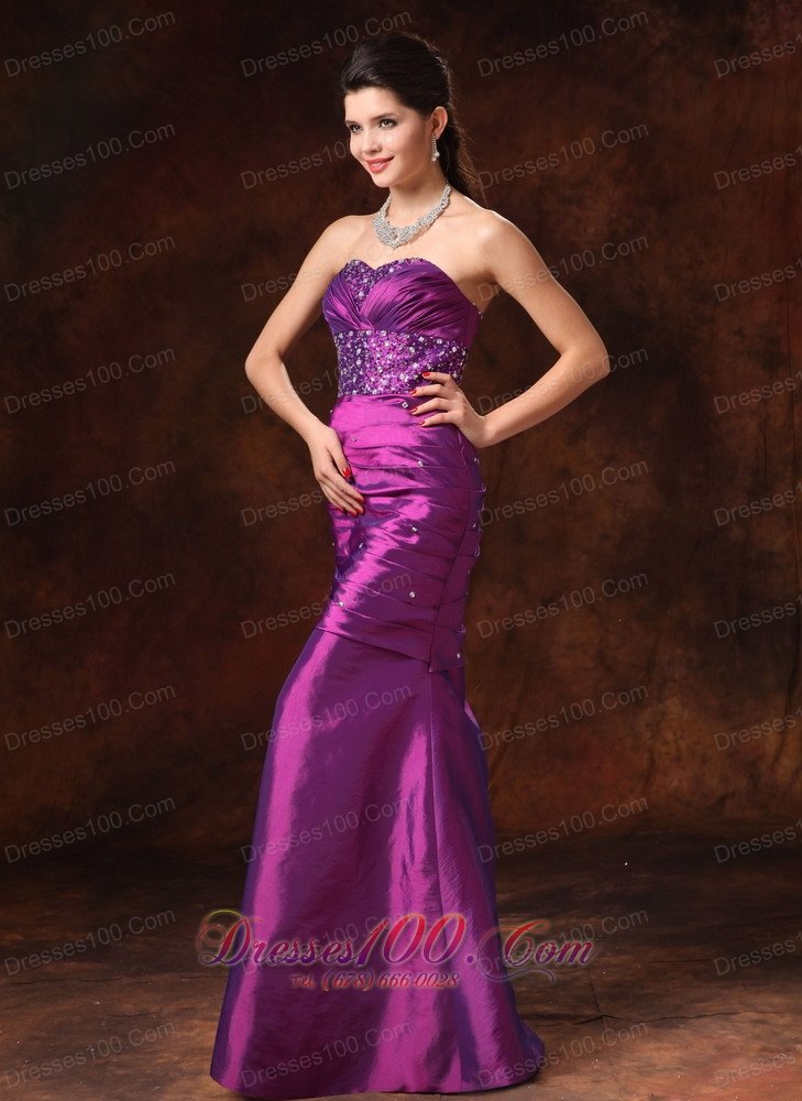 Purple Mermaid Beaded Formal Evening Prom Gowns