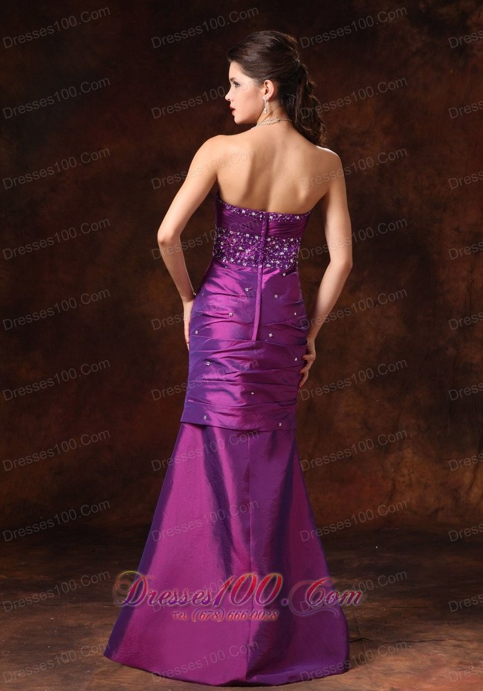 Purple Mermaid Beaded Formal Evening Prom Gowns