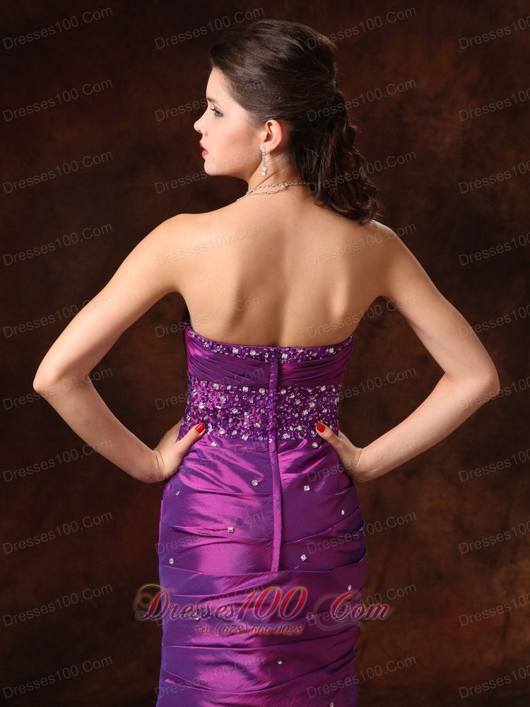 Purple Mermaid Beaded Formal Evening Prom Gowns