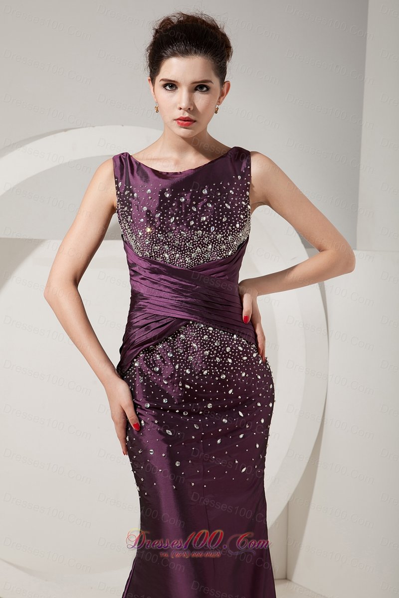 Dark Purple Mermaid Beading Prom Dress 2013