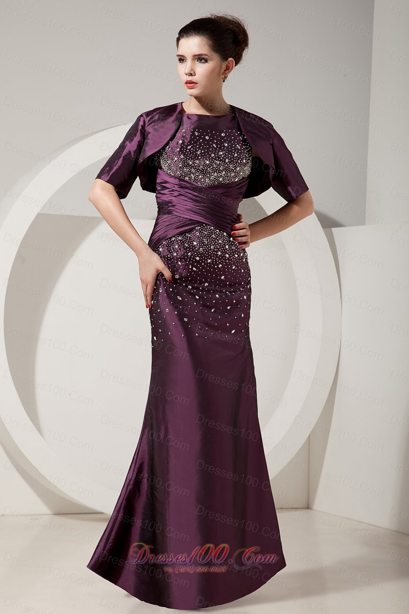 Dark Purple Mermaid Beading Prom Dress 2013