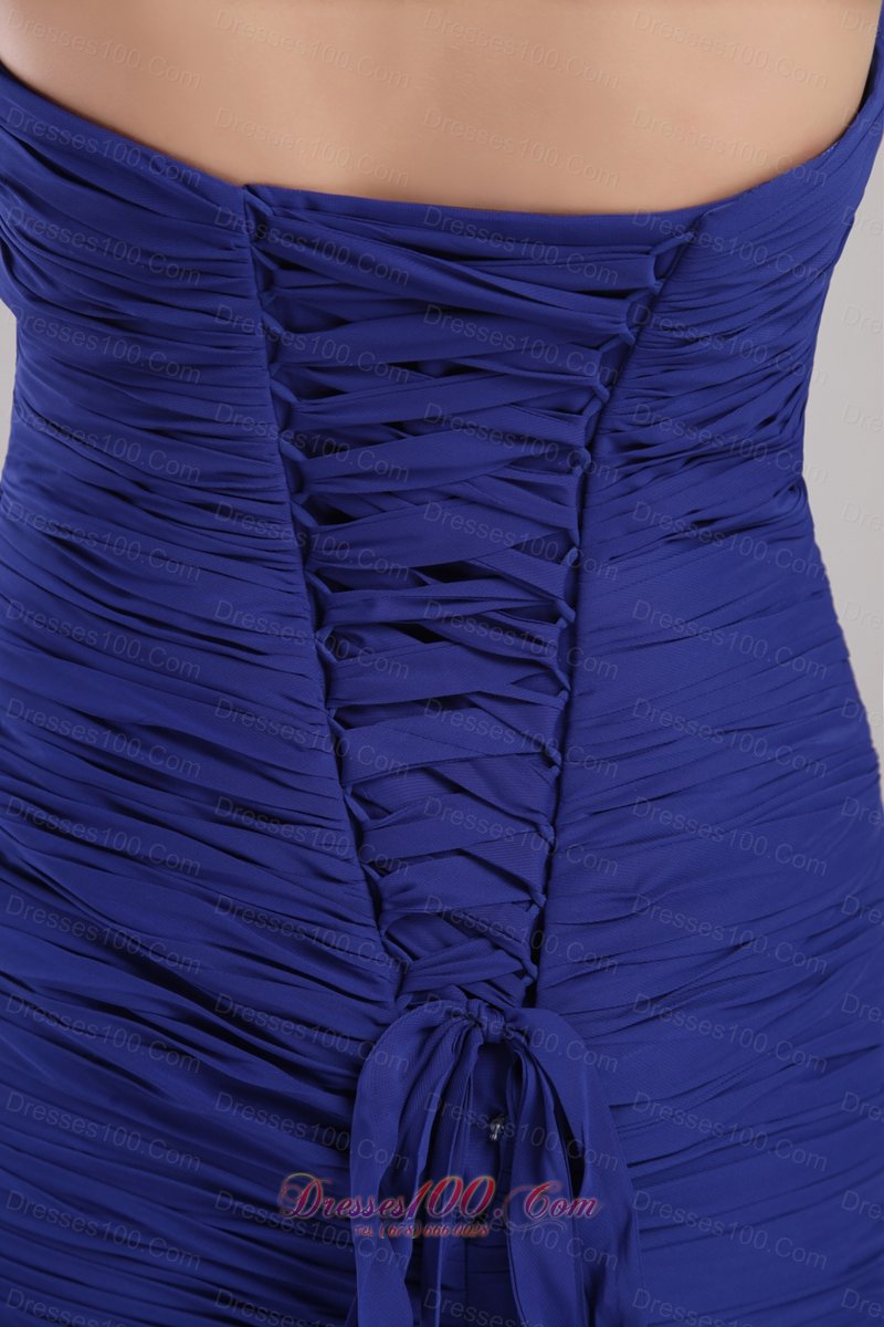 Blue Chape Train Appliques Prom Dress New Arrival