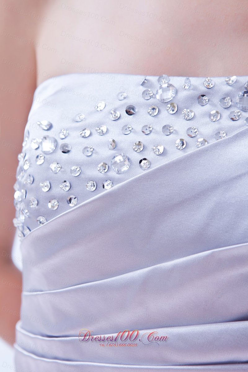 Silver Column Elastic Beading Prom Dress Brush Train