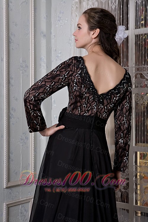 Sleeves V-neck Beading Court Train Mother Of The Bride Dress