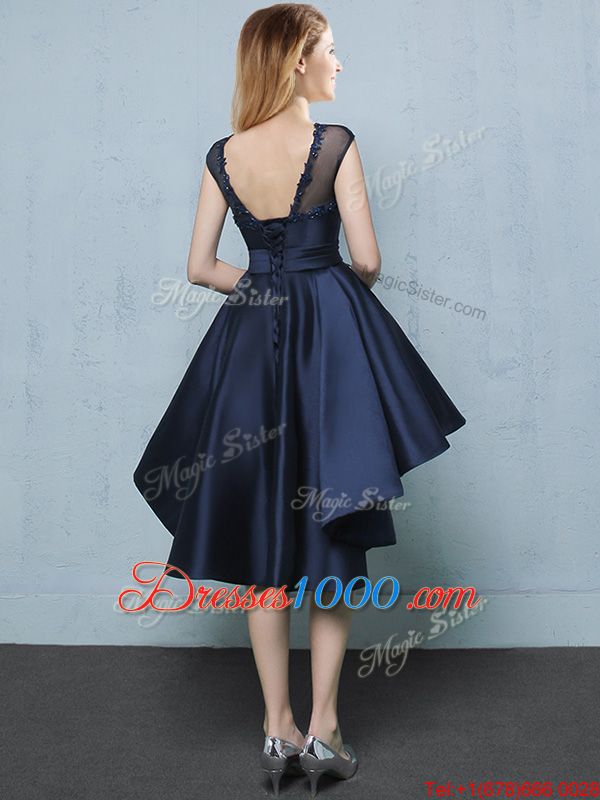 Cap Sleeves Appliques Lace Up Dama Dress for Quinceanera
