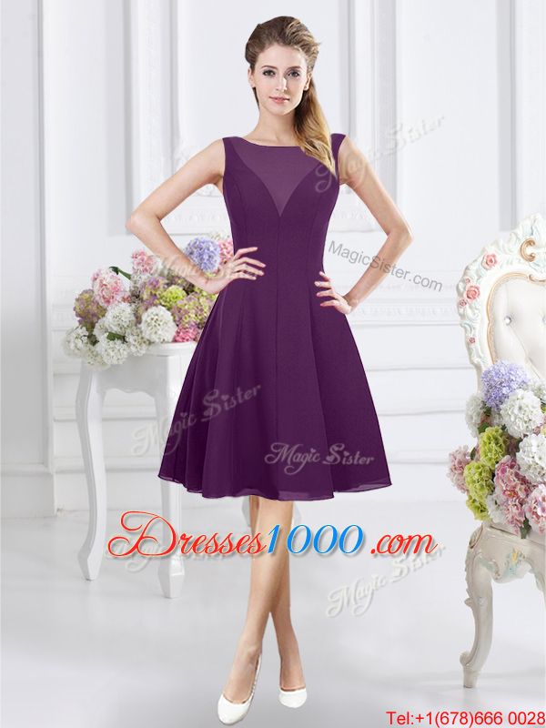 Purple Bateau Neckline Ruching Quinceanera Court Dresses Sleeveless Zipper