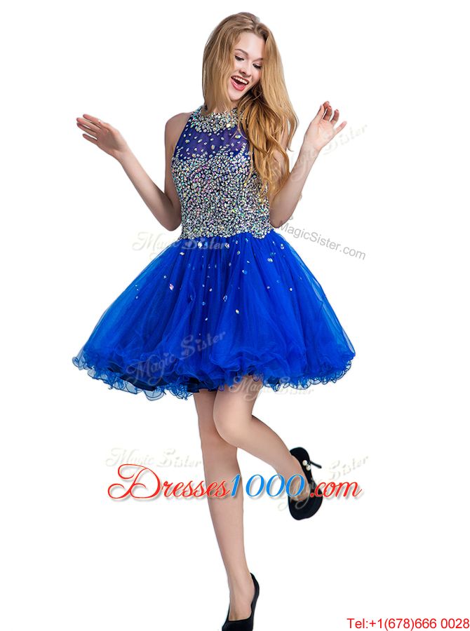 Scoop Sleeveless Beading Zipper Evening Dresses