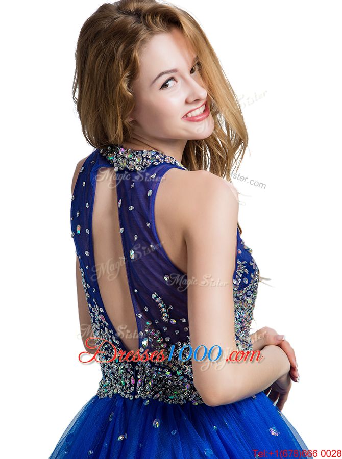 Scoop Sleeveless Beading Zipper Evening Dresses