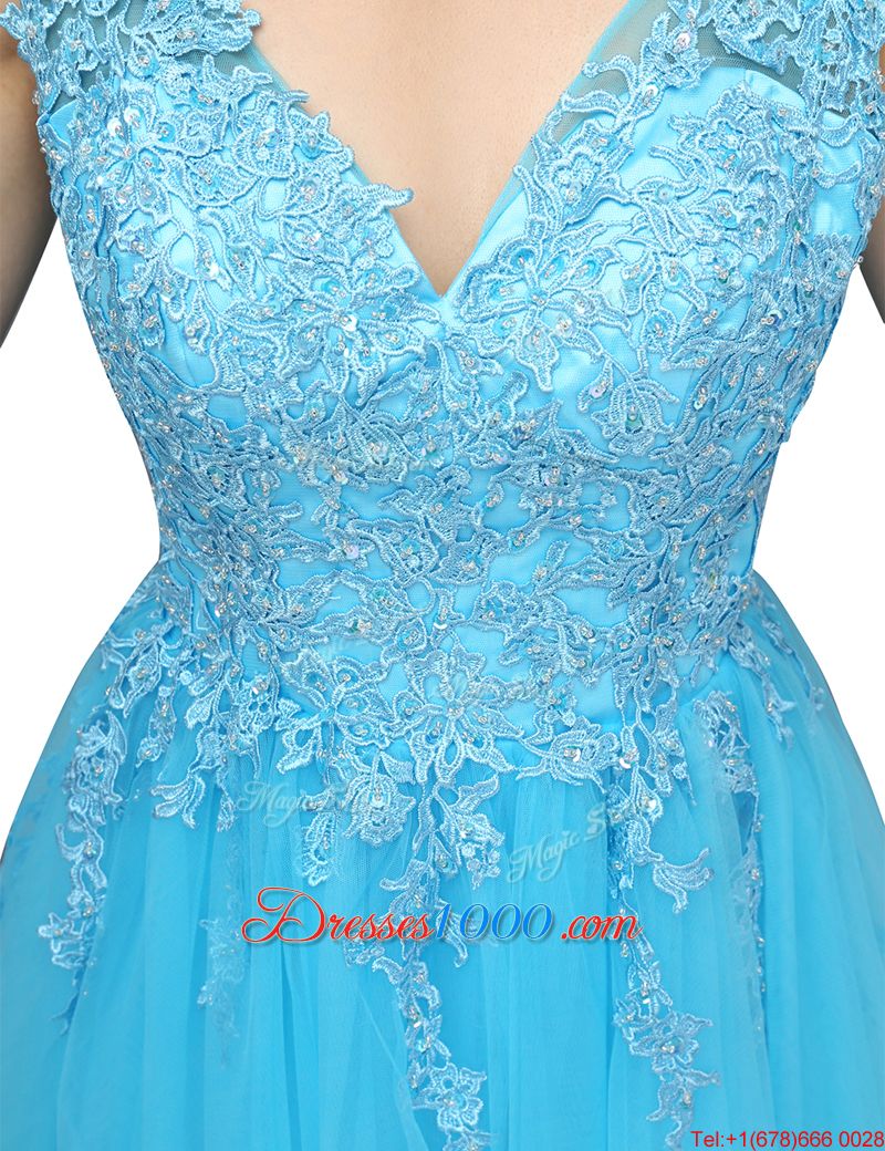 Free and Easy Sleeveless Appliques Backless Formal Evening Gowns