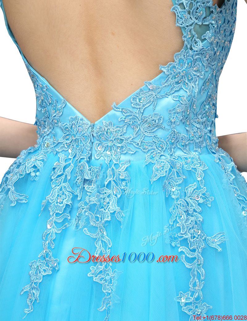 Free and Easy Sleeveless Appliques Backless Formal Evening Gowns