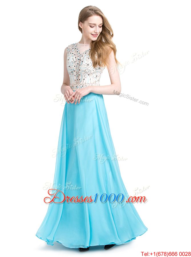 Glorious Scoop Sleeveless Beading Zipper Formal Evening Gowns