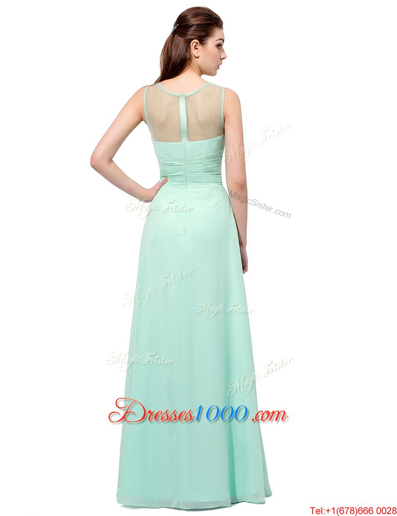 Turquoise Scoop Zipper Ruching Homecoming Party Dress Sleeveless