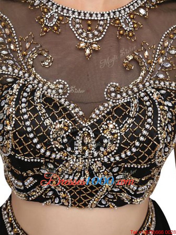 Adorable Navy Blue Scoop Criss Cross Beading Formal Evening Gowns Sleeveless