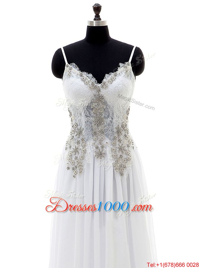 Fitting Scoop White Sleeveless Satin Sweep Train Zipper Bridal Gown for Wedding Party