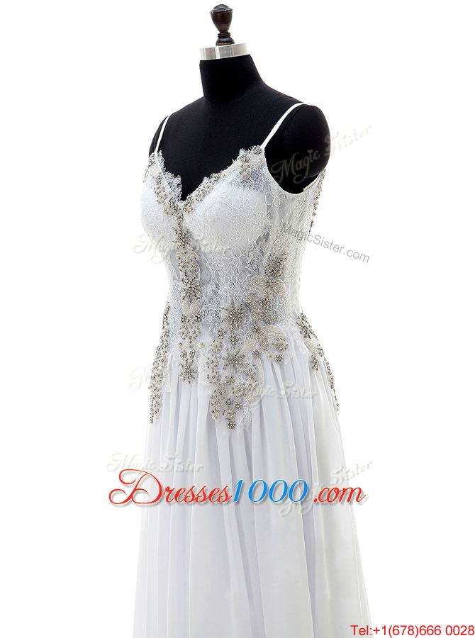 Fitting Scoop White Sleeveless Satin Sweep Train Zipper Bridal Gown for Wedding Party