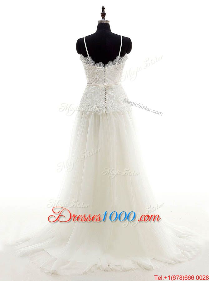 Fitting White Scoop Backless Lace Bridal Gown Sleeveless
