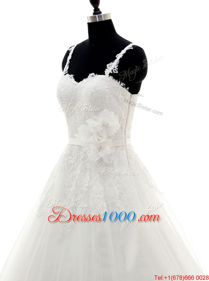 Smart Satin Square Sleeveless Court Train Zipper Ruching Bridal Gown in White