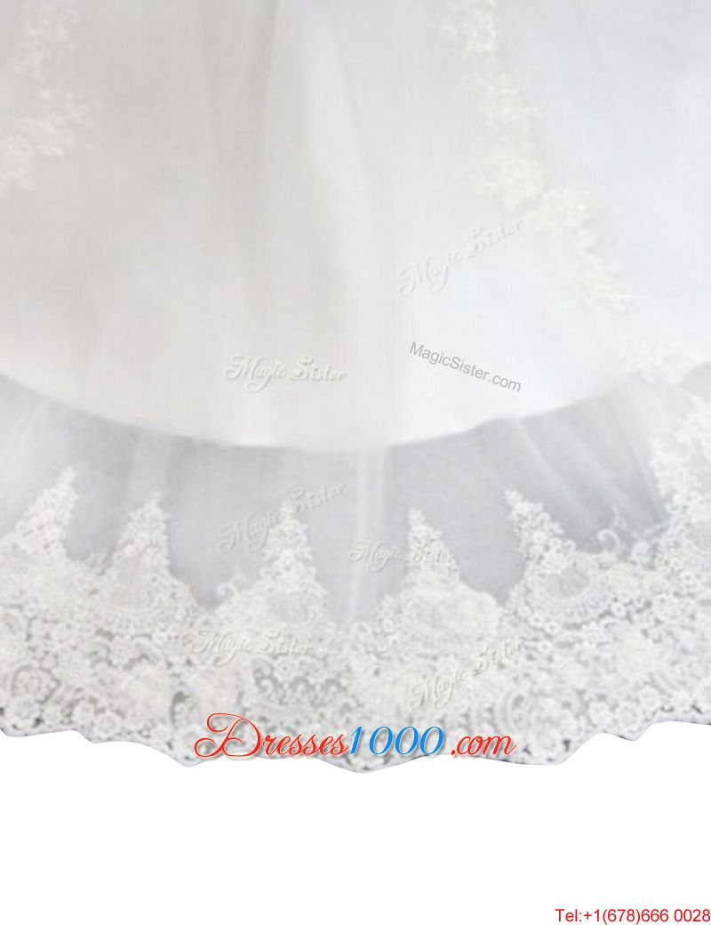 Extravagant White Lace Up Sweetheart Beading and Lace and Appliques Wedding Gowns Tulle Sleeveless Court Train