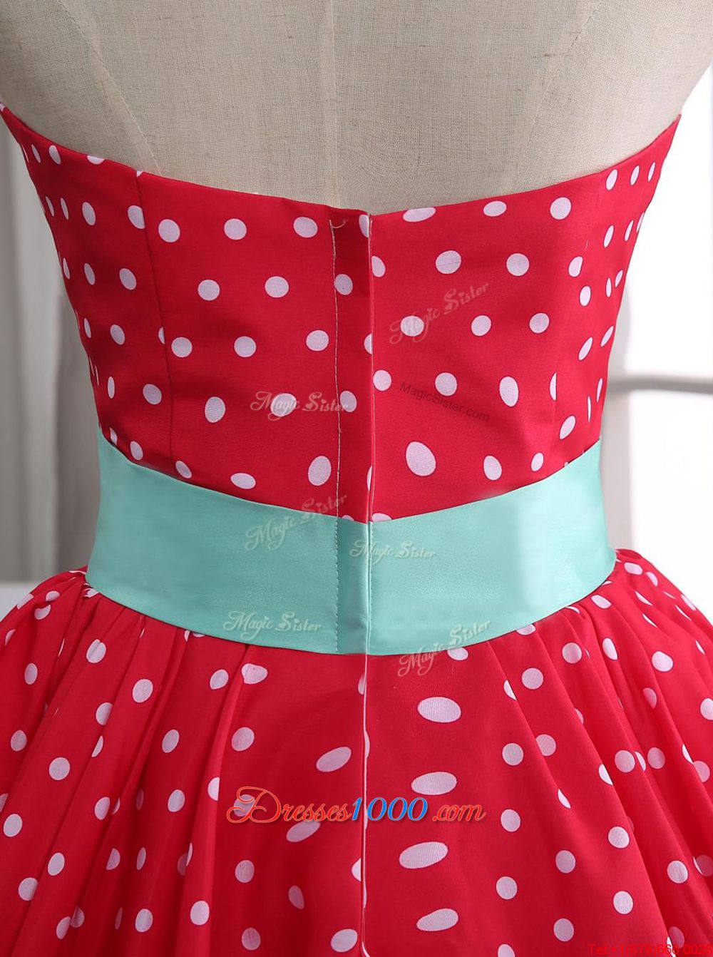 Red Zipper Womens Party Dresses Lace and Pleated Sleeveless Mini Length