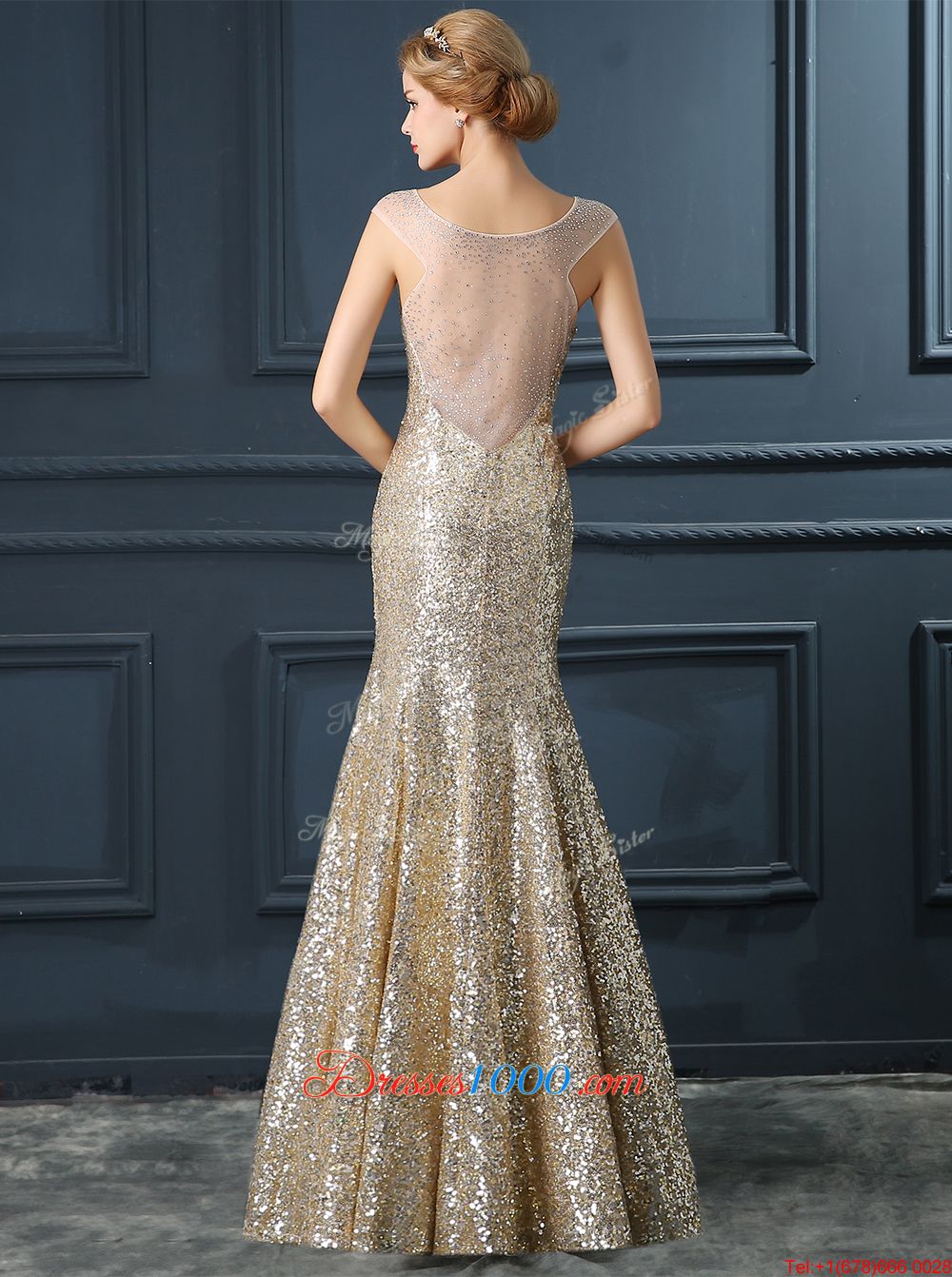Comfortable Mermaid Sequined Sleeveless Floor Length Juniors Evening Dress and Sequins
