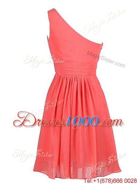 One Shoulder Sleeveless Chiffon Party Dress for Toddlers Ruffles Zipper