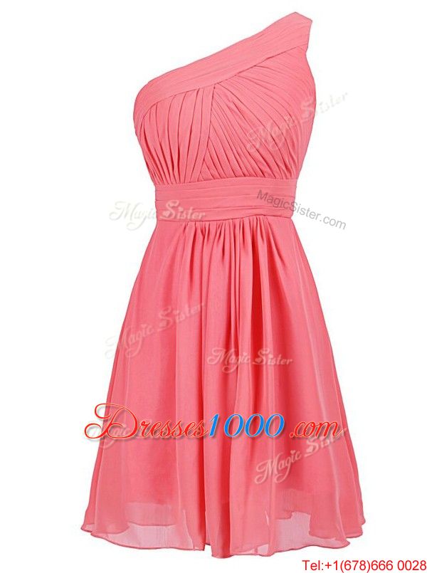 One Shoulder Sleeveless Chiffon Party Dress for Toddlers Ruffles Zipper