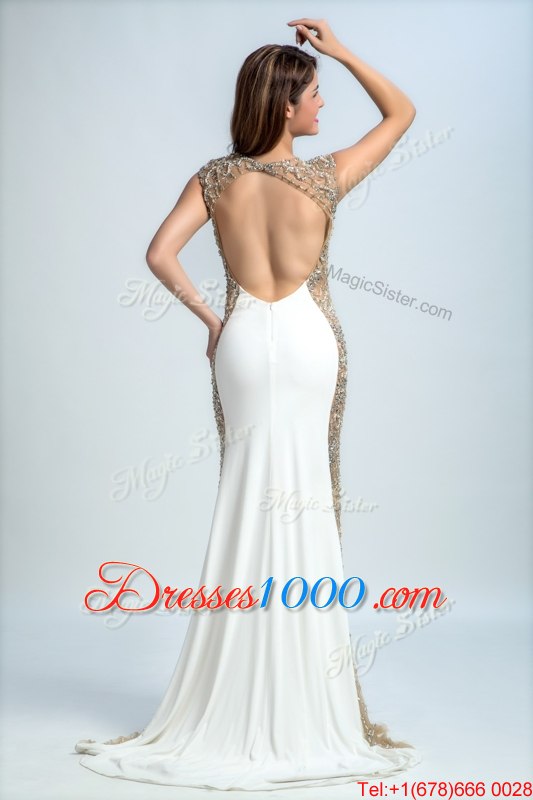 White Sleeveless Chiffon and Tulle Backless Going Out Dresses for Prom and Party